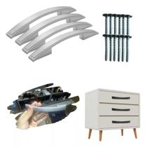 Puxador Móveis Gaveta Armário Roma 64 Mm Cromado + Parafusos Estantes Guarda Roupas Cômoda Puxador Móveis Gaveta Armário Roma 64 Mm Cromado + Parafusos Estantes Guarda Roupas Cômoda