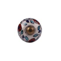 Puxador P/Moveis Ceramica Floral Folha Azul Colorido Ponto Puxador P/Moveis Ceramica Floral Folha Azul Colorido Ponto