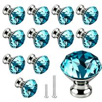 Puxador para Armário ANJUU 30 mm em Cristal Azul em Formato de Diamante Puxador para Armário ANJUU 30 mm em Cristal Azul em Formato de Diamante