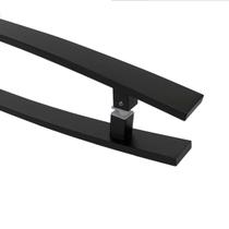 Puxador Para Porta Duplo Em Aço Inox Curvo 75cm Preto Puxador Para Porta Duplo Em Aço Inox Curvo 75cm Preto