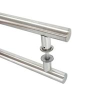 Puxador Para Porta Duplo Em Alumínio 30cm Tubular