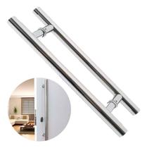 Puxador Para Porta Inox 304 Prata Pivotante 40cm Redondo