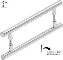 Puxador Para Porta Pivotante Redondo Tubular 30cm Alumínio