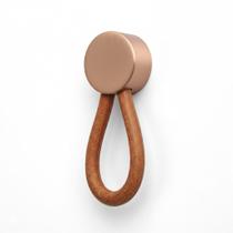 Puxador Ponto Fune Couro Marrom e Vecchio Cobre Zen Design