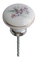Puxador Porcelana Floral Roxo P/ Moveis 35mm 85-05