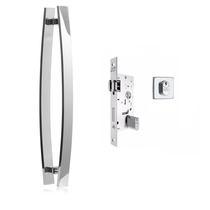 Puxador Porta Barra curvo 60cm + fechadura Regulável Po