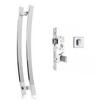 Puxador Porta Barra curvo C 70cm + fechadura Regulável Po