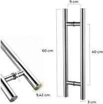 Puxador porta de entrada aço inox escovado 60cm reforçado fosco redondo Puxador porta de entrada aço inox escovado 60cm reforçado fosco redondo