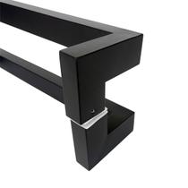 Puxador Porta Duplo Em Aço Inox 40cm Modelo Solution Preto