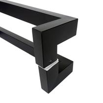 Puxador Porta Duplo Em Aço Inox 60cm Modelo Solution Preto