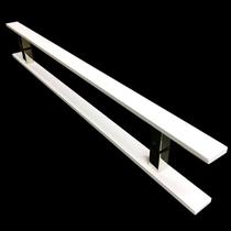 Puxador Portas Duplo Aço Inox Branco Clean 30 cm para portas: pivotantes/madeira/vidro temperado/porta alumínio e portões