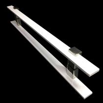 Puxador Portas Duplo Aço Inox Branco Luma 80 cm para portas: pivotantes/madeira/vidro temperado/porta alumínio e portões