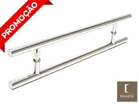 Puxador Portas Duplo Aço Inox Polido Soft 1 m para portas: pivotantes/madeira/vidro temperado/porta alumínio e portões - MARIMETAL