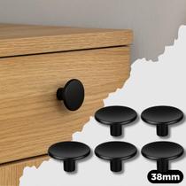 Puxador Prendedor Fixador Espelho Adnet Côncavo Preto Fosco Redondo Móveis Gavetas