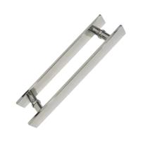 Puxador Retangular Duplo Para Porta Madeira e Vidro 30 CM Alumínio Polido