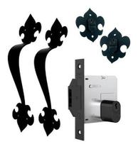 Puxador Rústico + Kit Fechadura Stam Porta De Correr Puxador Rústico + Kit Fechadura Stam Porta De Correr