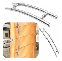 Puxador Tubular Curvo Inox Porta Madeira Vidr Belissima 45Cm