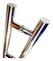 Puxador tubular inox redondo 80 cm porta vidro temperado - Zamak Suportes