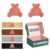 Puxador Ursinho 1 Furo Rosa Armário/gaveta/móveis - 10 Unid. - P&J