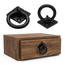 Puxadores de argola para armário SaKeGa em ferro fundido, preto envelhecido Puxadores de argola para armário SaKeGa em ferro fundido, preto envelhecido