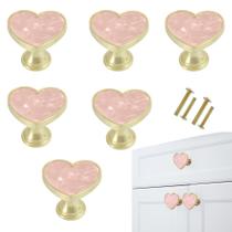 Puxadores de Armário YYMSEN em Formato de Coração Rosa e Dourado, 6 Peças Puxadores de Armário YYMSEN em Formato de Coração Rosa e Dourado, 6 Peças