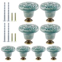 Puxadores de Cerâmica Suiwotin 8 Peças Verde Vintage 3,4 cm