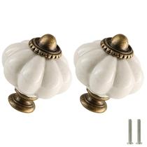 Puxadores de cerâmica Zernmiarder branco antigo 3,5 cm, kit com 2 Puxadores de cerâmica Zernmiarder branco antigo 3,5 cm, kit com 2