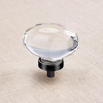 Puxadores de Cristal Ovalados CLCTK Preto Fosco 45 mm, Kit com 4 Puxadores de Cristal Ovalados CLCTK Preto Fosco 45 mm, Kit com 4