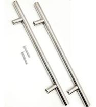 Puxadores Inox Tubular 6 Peças Haste 250mm Aço Portas Gavetas Guarda-Roupas