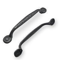 Puxadores para armário CABDM rústicos pretos martelados, furação de 128 mm