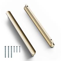 Puxadores para armário Cobbe dourados, kit com 2, entre furos de 25,5 cm Puxadores para armário Cobbe dourados, kit com 2, entre furos de 25,5 cm