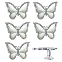 Puxadores para armário Hdtyyln em formato de borboleta, liga de zinco, 5,5 x 3,6 cm
