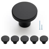 Puxadores para Armário JOY DECOR, Kit com 5, Preto Fosco, Redondos de 3 cm