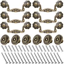 Puxadores para Armário Otoolling 12 Peças Conjunto Floral Bronze Antigo