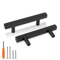 Puxadores para armário Redunest preto fosco, distância entre furos de 76 mm, kit com 5 unidades Puxadores para armário Redunest preto fosco, distância entre furos de 76 mm, kit com 5 unidades