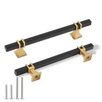 Puxadores para armário Redunest preto fosco e dourado 128 mm