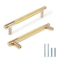Puxadores para armário Zernmiarder 13 cm com textura serrilhada dourados, kit com 2 Puxadores para armário Zernmiarder 13 cm com textura serrilhada dourados, kit com 2