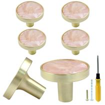 Puxadores para Cômoda Bonsicoky 6 Peças Dourado e Rosa em Liga de Zinco Puxadores para Cômoda Bonsicoky 6 Peças Dourado e Rosa em Liga de Zinco