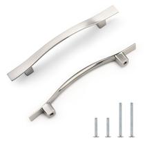 Puxadores para gabinete Knobonly, kit com 5, níquel acetinado, furação 96 mm Puxadores para gabinete Knobonly, kit com 5, níquel acetinado, furação 96 mm