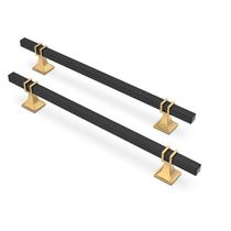 Puxadores para Gabinete Lepatape - Pacote com 10 - 192mm - Preto e Dourado