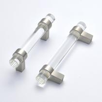 Puxadores para gaveta BonKuDoo 5" em vidro cristal com níquel escovado