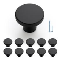 Puxadores Redondos para Armário JOY DECOR Preto Fosco 30 mm, Kit com 10