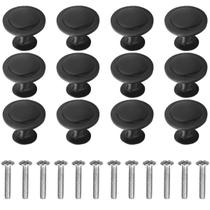 Puxadores Redondos para Armário Yuntop, 12 Unidades, Pretos, 3 cm, Planos Puxadores Redondos para Armário Yuntop, 12 Unidades, Pretos, 3 cm, Planos