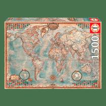 Puzzle 1500 peças O Mundo, Mapa Político - Educa - Importado