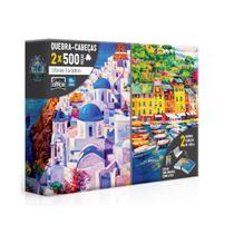 Puzzle 2x500 peças-Litorais Europeus-Grécia e Itália-Toyster