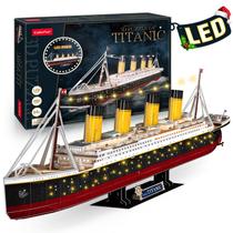 Puzzle 3D CubicFun Titanic com LED - Navio de 35" para Adultos Puzzle 3D CubicFun Titanic com LED - Navio de 35" para Adultos