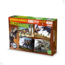 Puzzle 4 Quebra-Cabeças Dinossauros 400 Peças 12150 - Toia Brinquedos