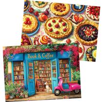 Puzzle, 500 peças, pacote com 2 para adultos, livraria e torta deliciosa Puzzle, 500 peças, pacote com 2 para adultos, livraria e torta deliciosa
