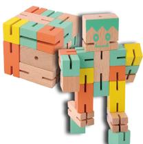 "Puzzle Boy" (BONECO PARA MONTAR) de madeira, verde, laranja, amarelo, teste de QI - FRIDOLIN