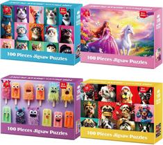 Puzzle BraniacBits, 100 peças, pacote com 4 crianças de 4 a 6, 6, 8 a 10 anos